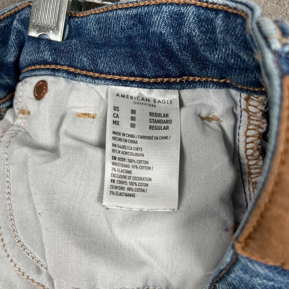 American Eagle Jean Women's size 00 Regular Mom Straight Stretch High Rise Y2K - Picture 4 of 8